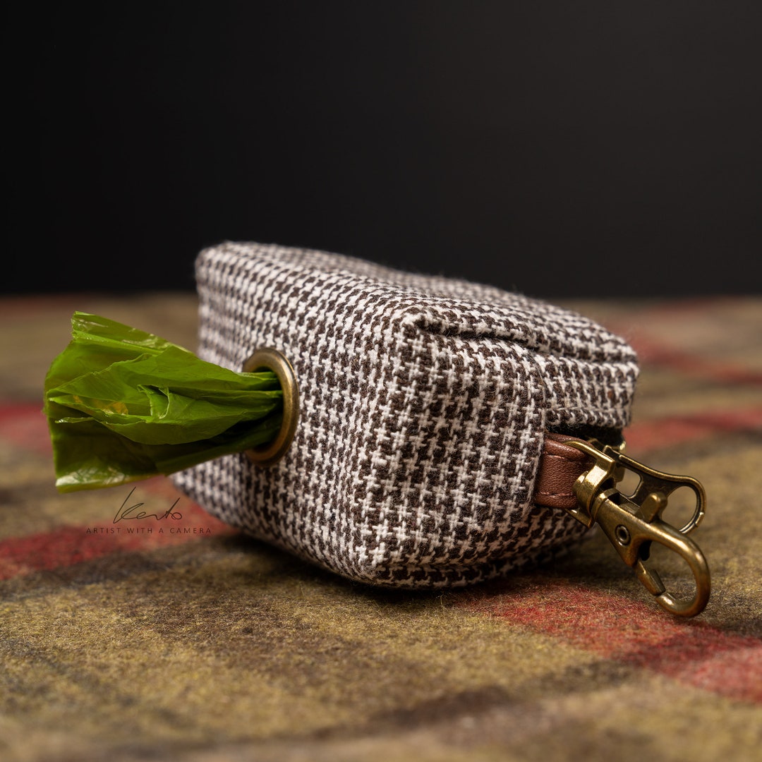 Stylish Dogtooth Checked Poop Bag Holder Luxury Waste Bag Holder Dog