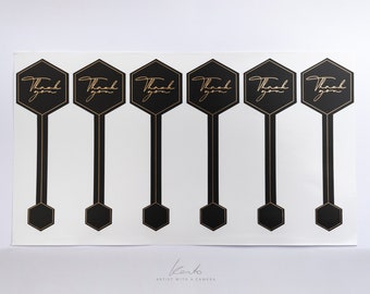 Premium black and gold long thank you stickers | box sealing stickers | premium stickers | thank you sticker | professional Stickers Labels