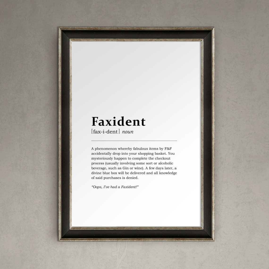 Fairfax and Favor 'Faxident' Dictionary Definition Etsy