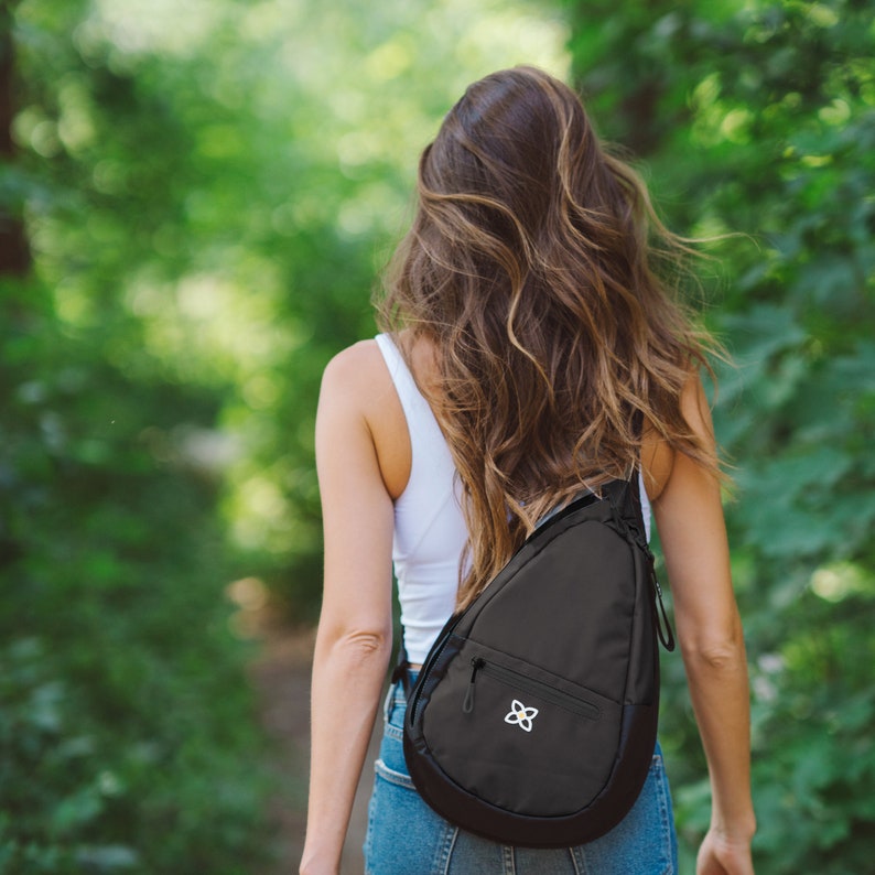 Recycled Nylon Sling Backpack, RFID Protection, fits 10 Tablet, Lightweight Chest Bag for Women, Sherpani Esprit Raven