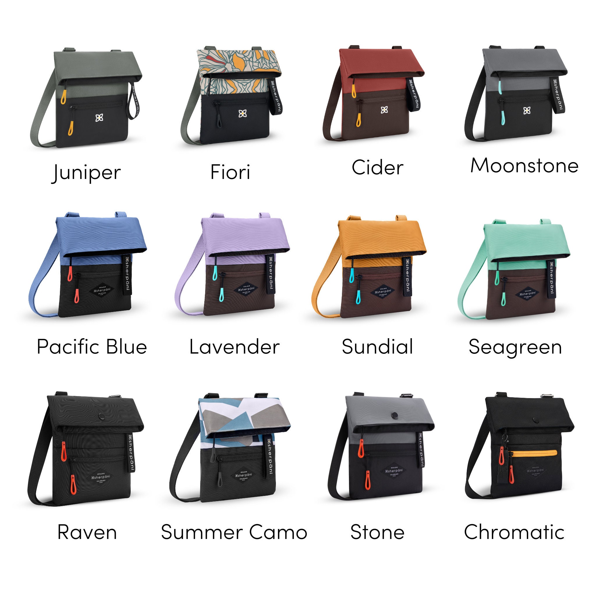 Available in 12 Colors Recycled Nylon Crossbody Fold Over 