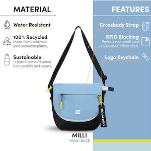 Recycled Nylon Crossbody, Flap Over Shoulder Bag, Lightweight Purses for Women, RFID Protection, Sherpani Milli image 8