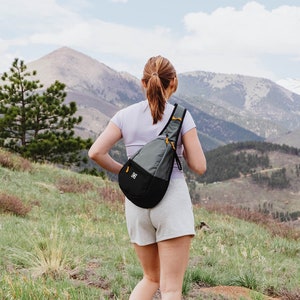 Recycled Nylon Sling Backpack, RFID Protection, fits 10 Tablet, Lightweight Chest Bag for Women, Sherpani Esprit Juniper