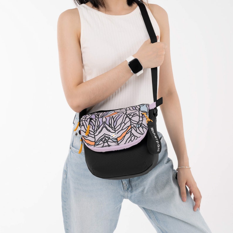 Recycled Nylon Crossbody, Flap Over Shoulder Bag, Lightweight Purses for Women, RFID Protection, Sherpani Milli Bloom