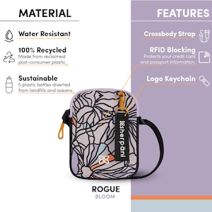 Recycled Nylon Small Purse Crossbody Bags for Women RFID Protection Sherpani Rogue Bloom