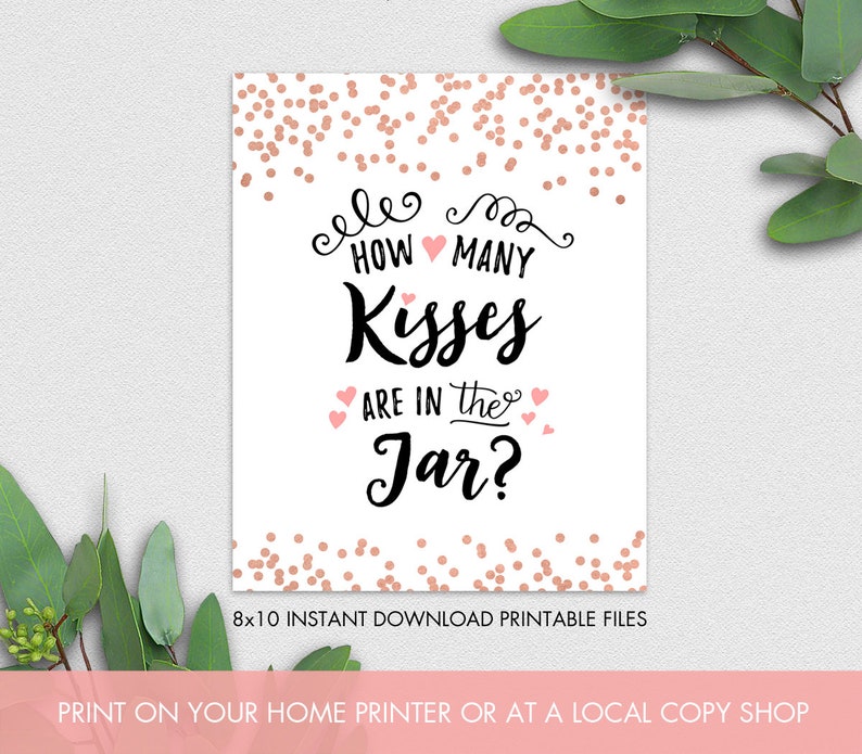 Guess How Many Kisses Game Printable Wedding Shower INSTANT | Etsy