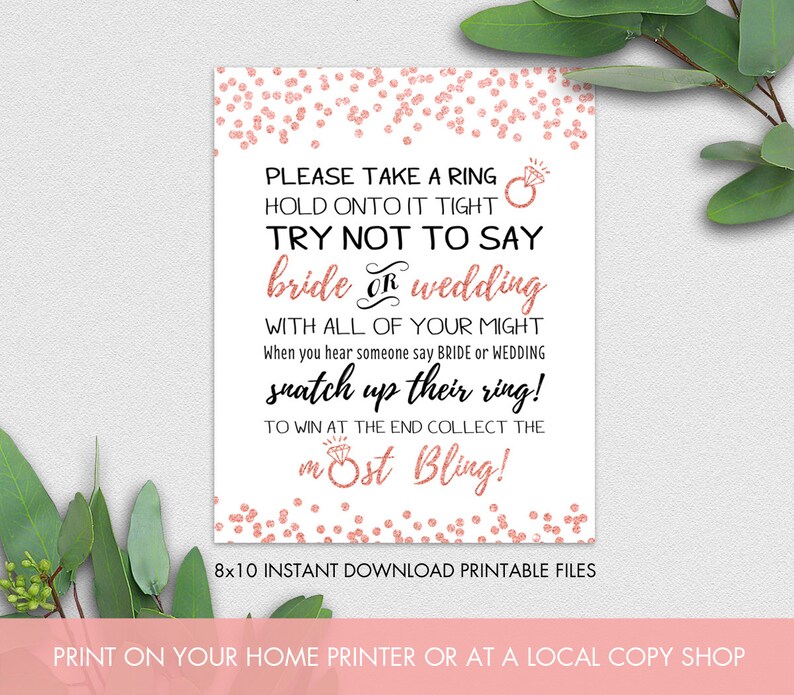 Don't Say Bride or Wedding Sign Bridal Shower Printable | Etsy