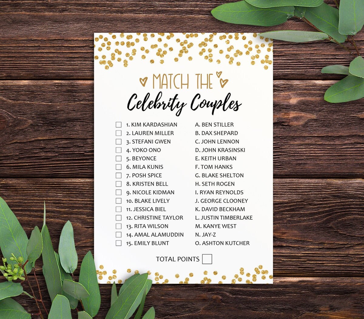 Match The Celebrity Couple Game Instant Download Diy Gold Etsy