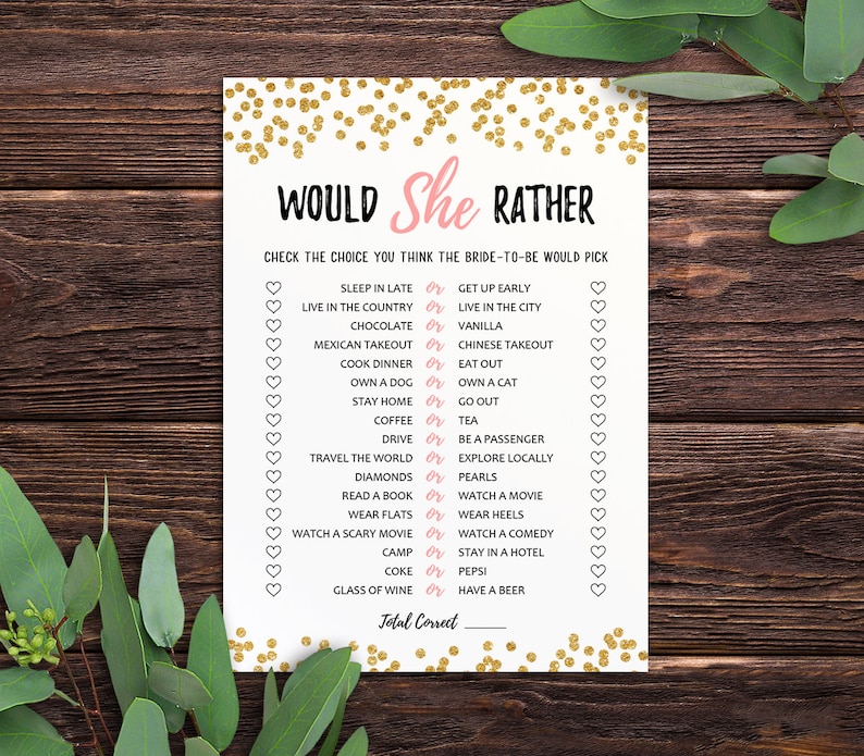 would she rather game printable bridal shower games instant etsy