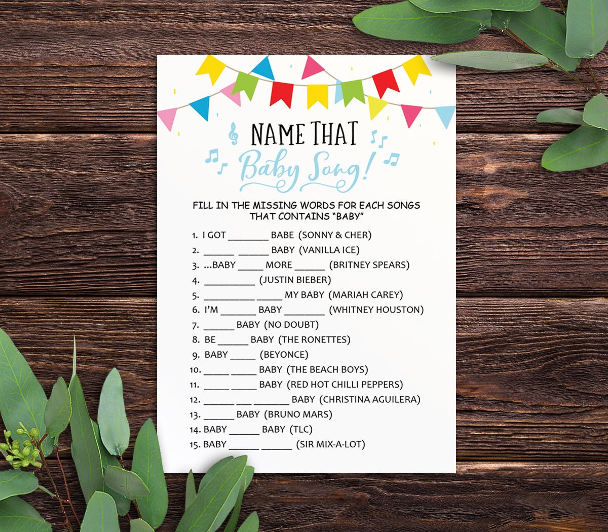 Name That Baby Song Baby Shower Game With Answers Instant Etsy Name That Baby Song Baby Shower Game With Answers Instant Etsy