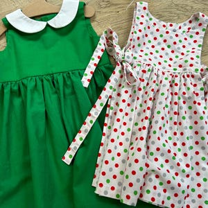 3t SET - Green Vintage Style Dress with Peter Pan Collar and Pinafore Apron