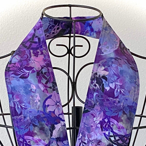 Floral 32 Scarf Necktie (14 available) Lavender Succulent Lapel Pin Included - Tropical, Hawaiian, Flowers, Purple, Gift, One Size Fits All