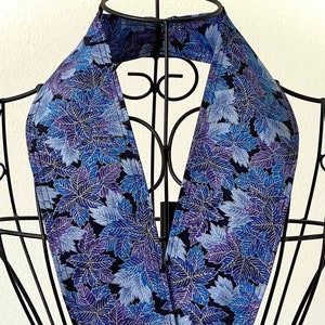 Holiday 36 Scarf Necktie - (7 available) Green Ornament Lapel Pin Included, Silver Outlines, Purple, Blue Holiday Leaves, One Size Fits All