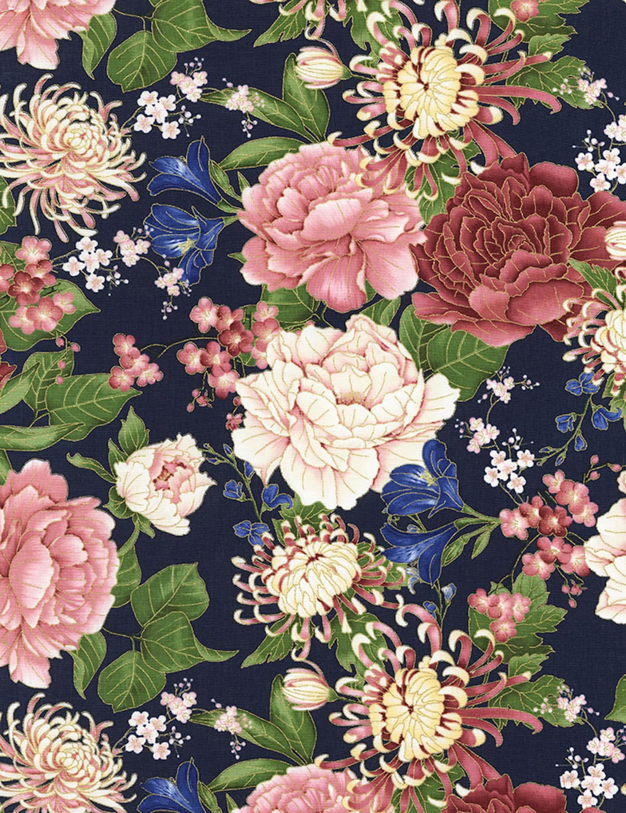 リゾートフラワー FF213 Sakura (4 HALF Yards Available) Chong-a-hwang