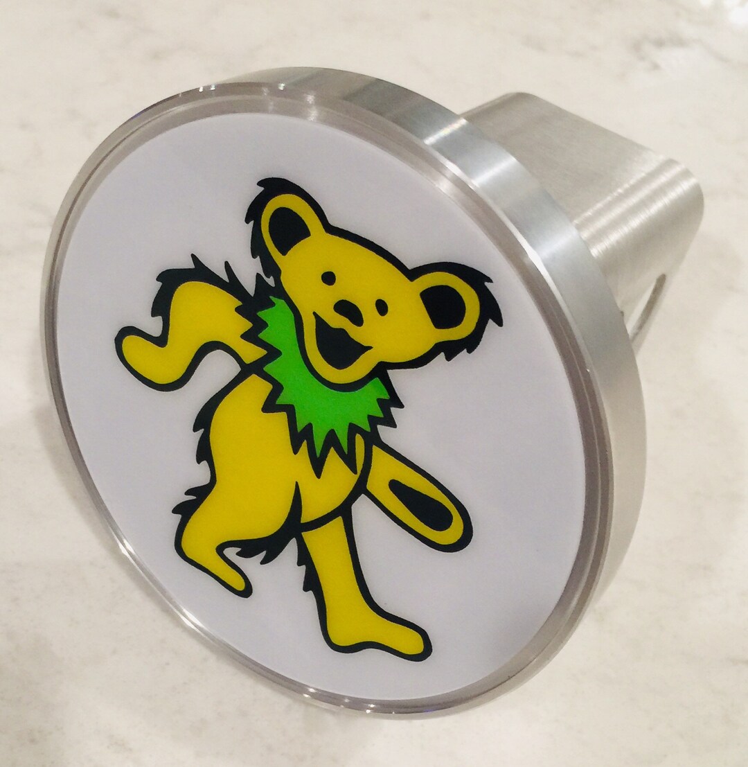 Custom Made Grateful Dead Dancing Bear Hitch Cover Green and Yellow on