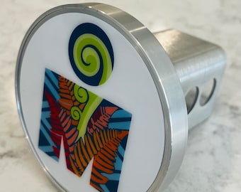 Custom Made Ironman Kona Colors Hitch Cover - Silver Aluminum