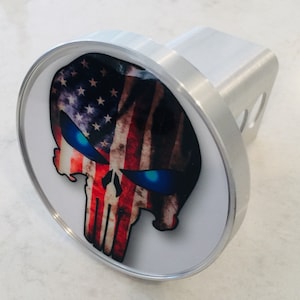 Custom Punisher Hitch Cover - Silver Aluminum