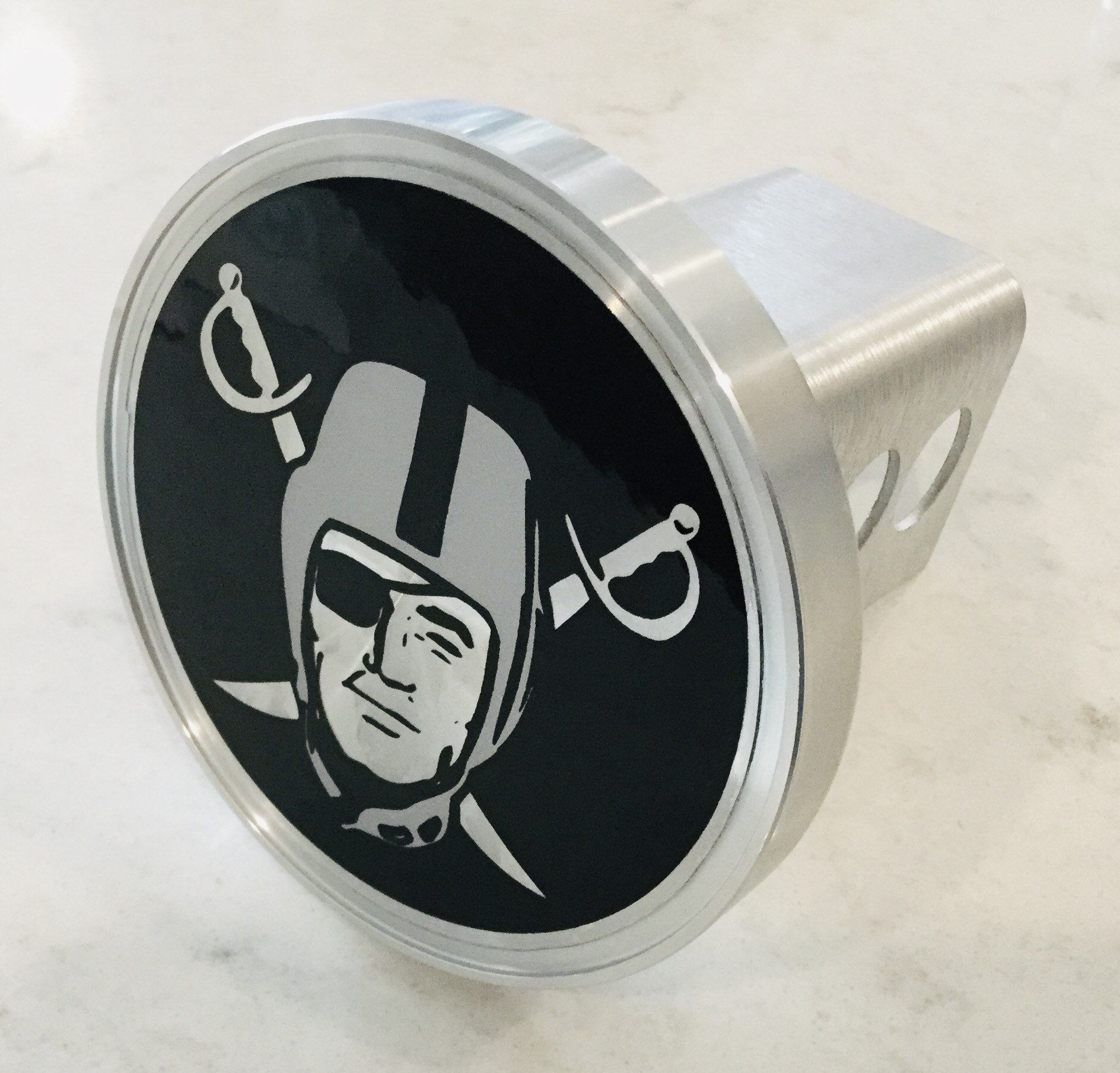 Raiders Custom Made Hitchcover Silver & Black Version 