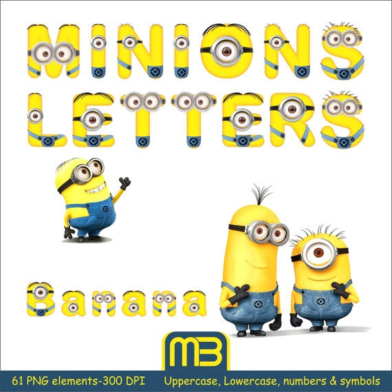 Minions font alphabet letters . Minion digital paper minion Etsy