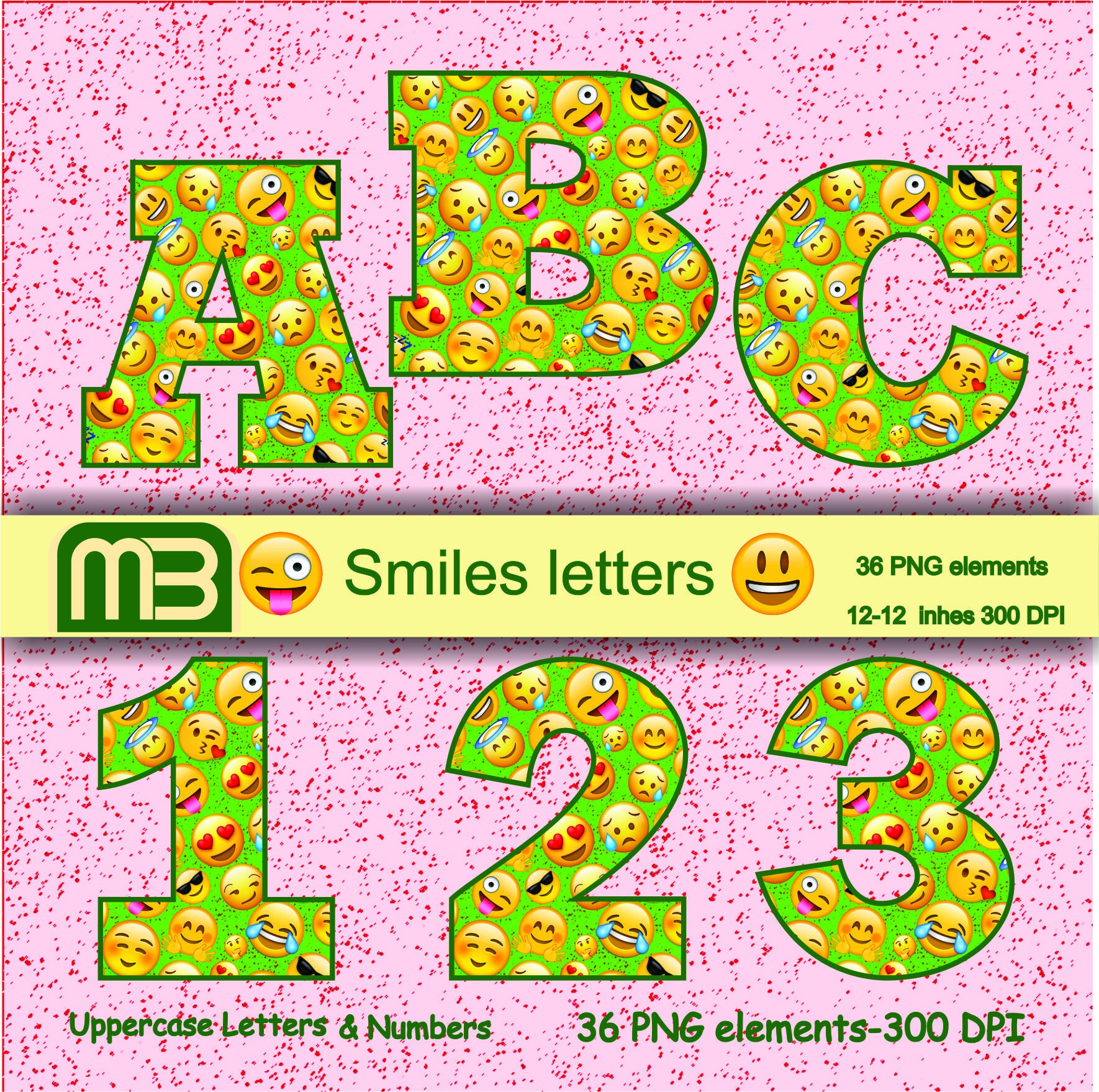 Emoji Font alphabet Smiles letters printable digital letters Etsy