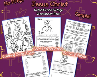 Jesus Christus Biographie (K–2) – Biblische Arbeitsblätter für Kinder – 5 Seiten