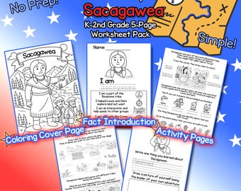 Sacagawea Biographie (K-2nd) - US Geschichte Arbeitsblätter - 5 Seiten