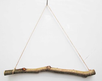 Perchero pequeño de 40 cm con ramas torcidas para hierbas / Perchero rústico de abedul, haya y roble con cordel de yute / Riel de pared natural