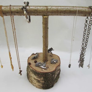 Handmade RAIL Wooden Jewellery Necklace Bangle Watch Display Stand Made from English Hazel Rustic Branch / Stick Log