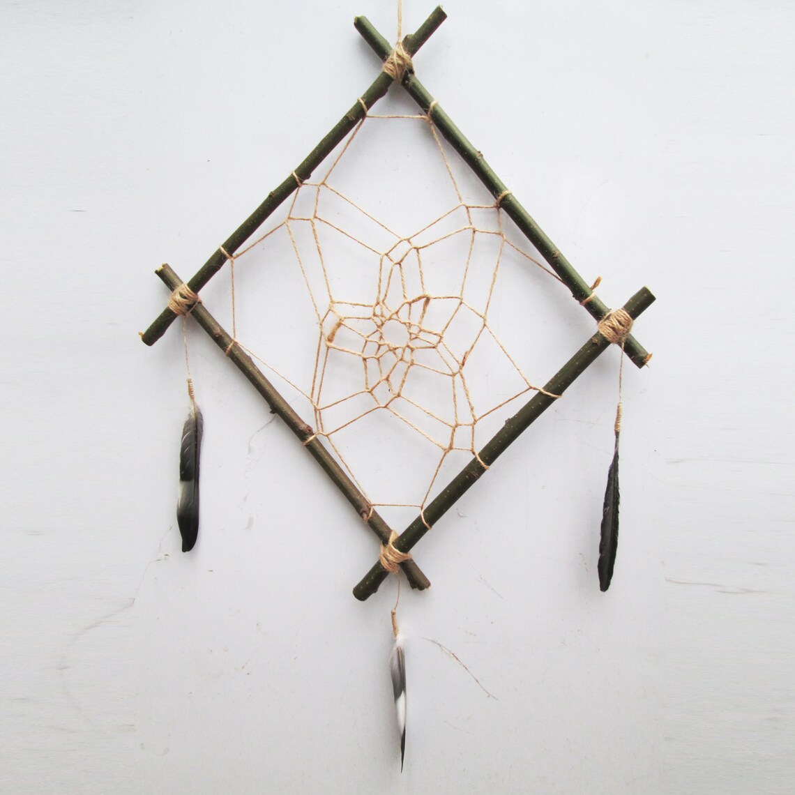 Large Hand Made Natural Eco Rustic Stick Dream Catcher Free Etsy