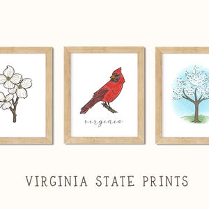 Virginia State Symbols Art Print: Cardinal, Dogwood, Tree