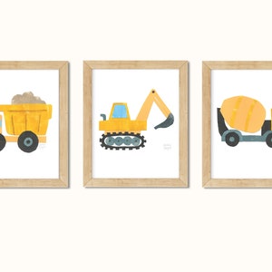 Construction Vehicle Prints: Nursery Wall Art, Dump Truck, Excavator