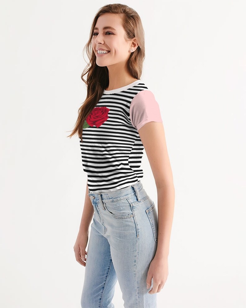 Striped Tee with Colored Sleeves
