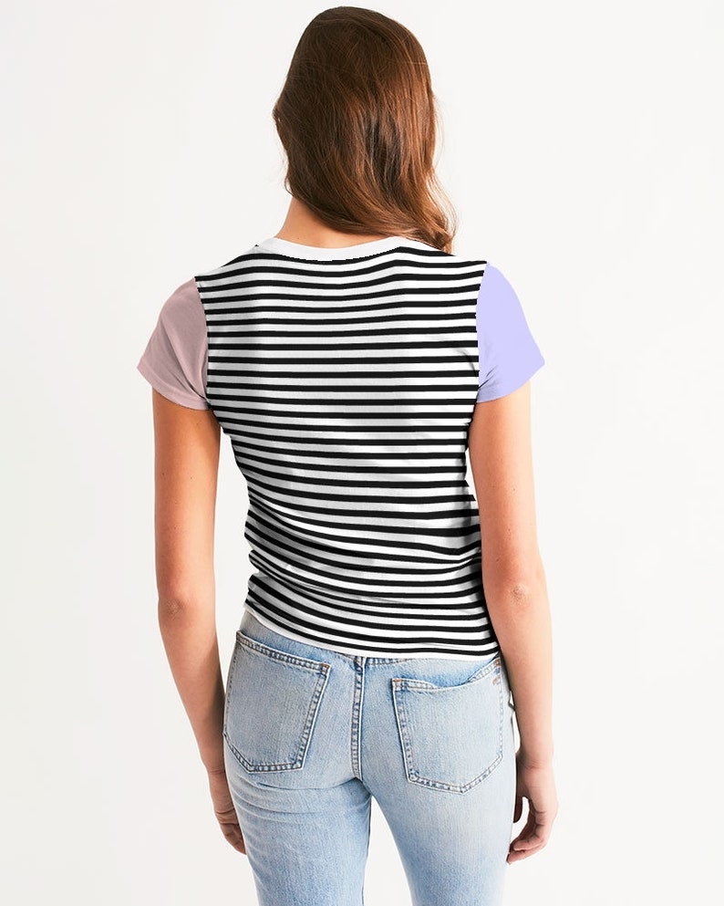Striped Tee with Colored Sleeves