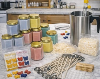 Soy Wax Candle Making Kit – Professional Candle Supplies, Flutter Dyes, Thermometer & Pour Pot