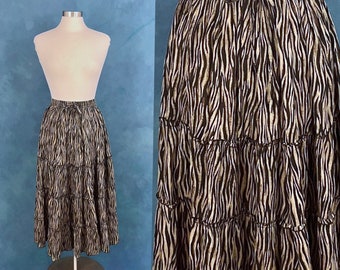 Vintage 80's Tiger Print Maxi Skirt Size Large