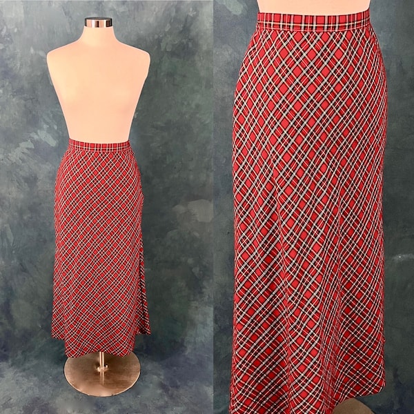 Vintage Asymmetrical Plaid Maxi Skirt main image 1