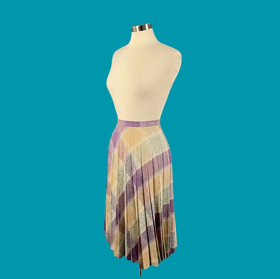 Vintage 70's Wool Pleated High Waisted Midi Skirt… - image 3