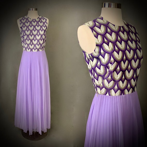 1970's Alfred Shaeen Hawaii Floor Length Lavender