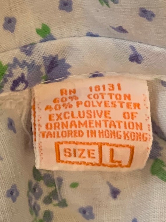 1970's Blue and White Floral Pearl Snap Button Ni… - image 2