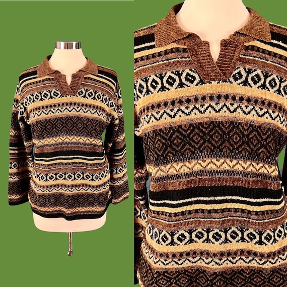 Vintage 80's Unisex Italian Pullover Collared Swe… - image 1