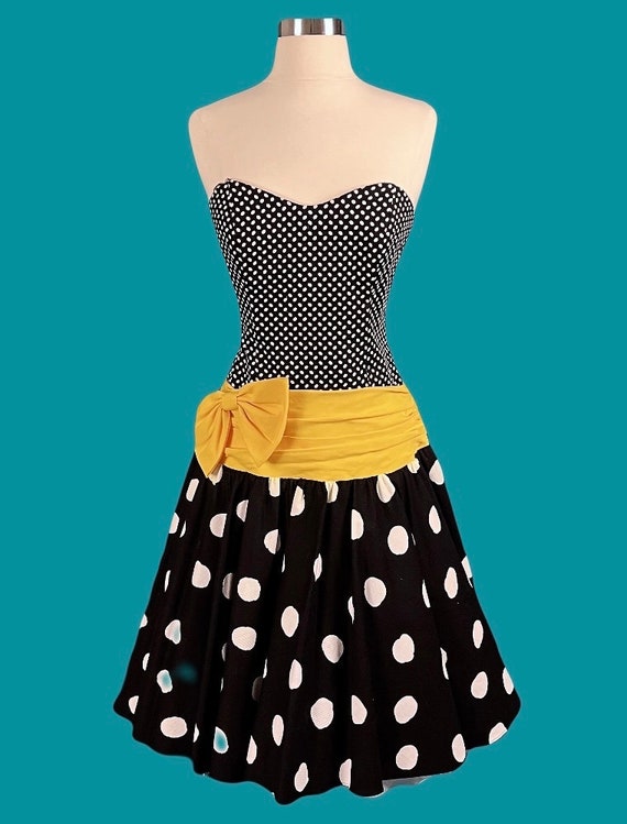 Vintage 80's Patty O'Neil Strapless Polka Dot For… - image 8