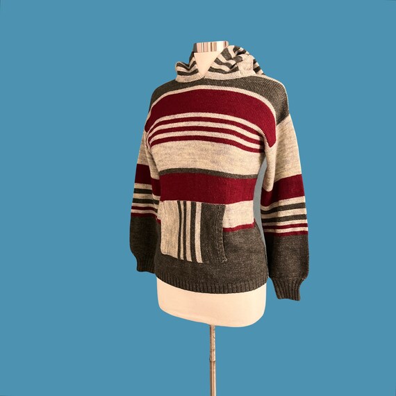 Vintage 70's Beewear Kangaroo Pocket Striped Hood… - image 7
