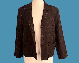 Vintage 1980's Brown Color Fleck Volup Friendly Women's Blazer
