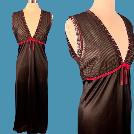 Vintage 70's Sheer Black and Red Nightgown - image 1