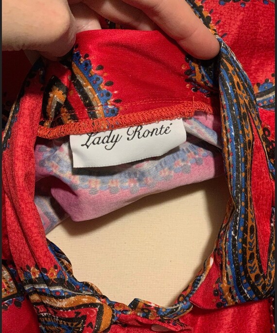 Vintage 70's Wide Sleeve Polyester Paisley Print … - image 3