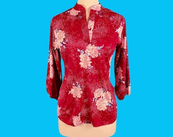 Vintage 70's Floral Polyester Blouse