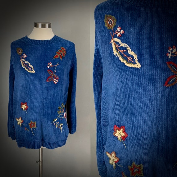 1980's Bobbie Brooks Size Large Blue Embroidered P