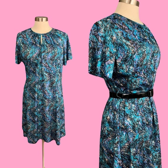 1970's Psychedelic Print Mod Shift Short Sleeve M… - image 2