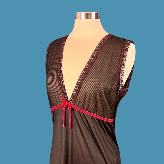 Vintage 70's Sheer Black and Red Nightgown - image 6