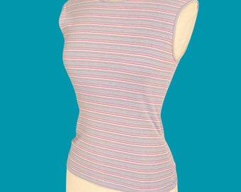 Vintage 80's 100% Cotton Striped Tank Top